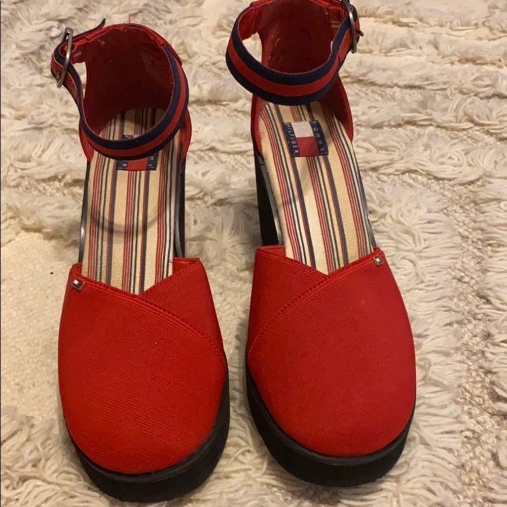 Tommy Hilfiger Red Wedges